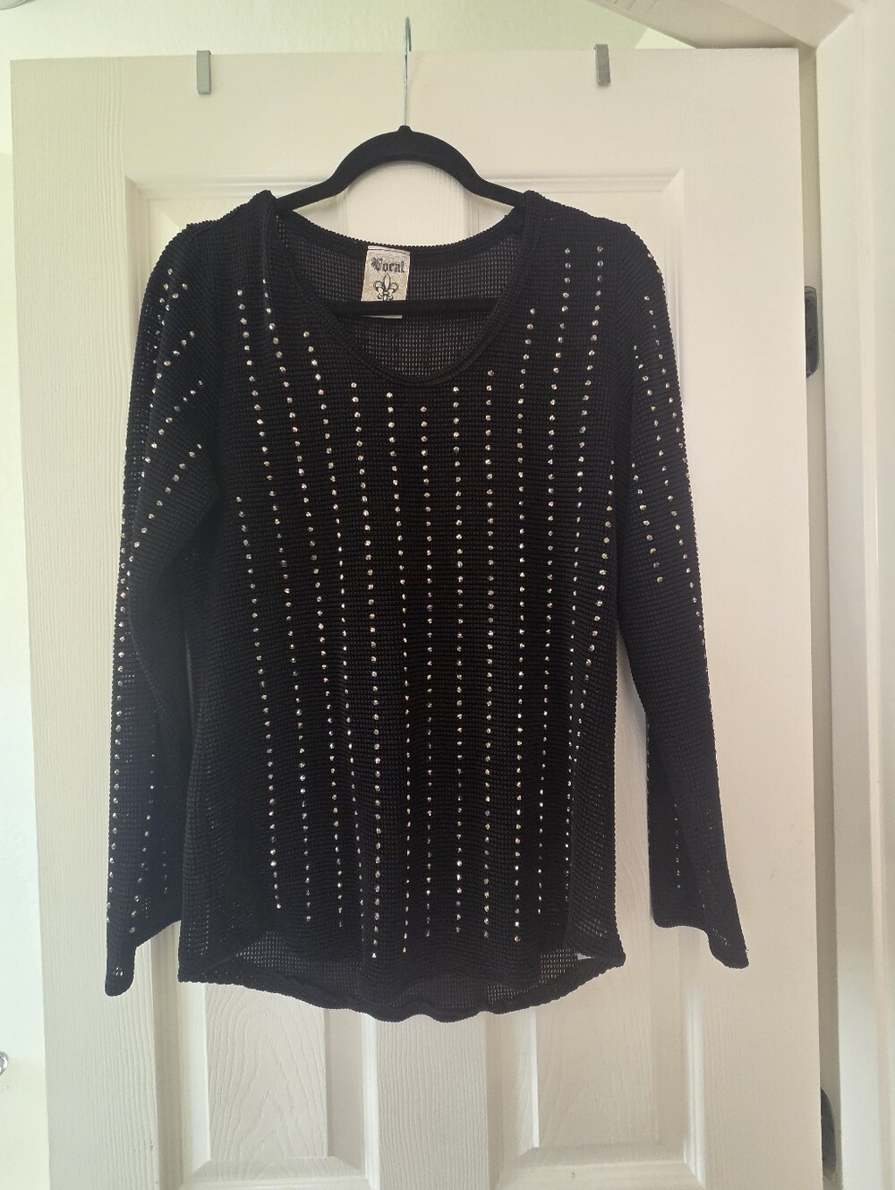 Black Studded Knit Sweater Top